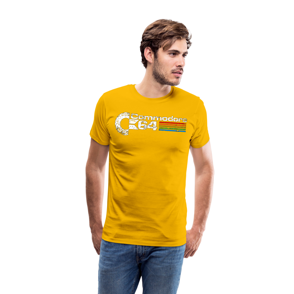 Fashion Herren Gaming Top Commodore T-Shirt Retro Streetwear 100 % Baumwolle - Sonnengelb