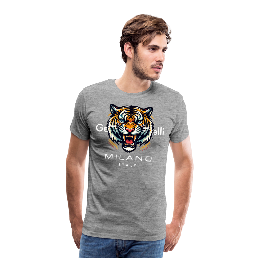 Männer T-Shirt Rundhals Unisex Tiger Sommer Streetwear Tank Top 100% Baumwolle - Grau meliert