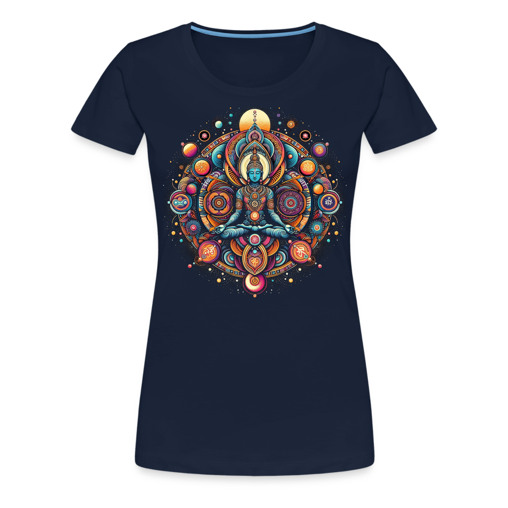 Damen Sommer Top Spirituelles Yoga T-Shirt Rundhals Streetwear lockeres Damentop - Navy