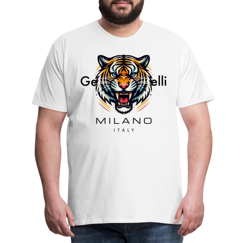 Männer T-Shirt Rundhals Unisex Tiger Sommer Streetwear Tank Top 100% Baumwolle - Weiß