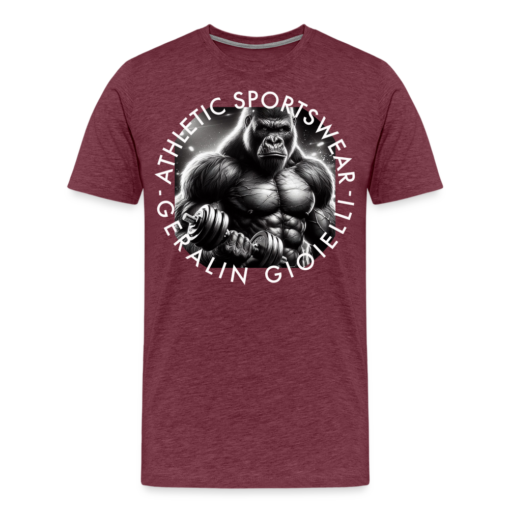 GYM Shirt Sport T-Shirt Men Herren Fitness Sportswear Streetwear 100% Baumwolle - Bordeauxrot meliert