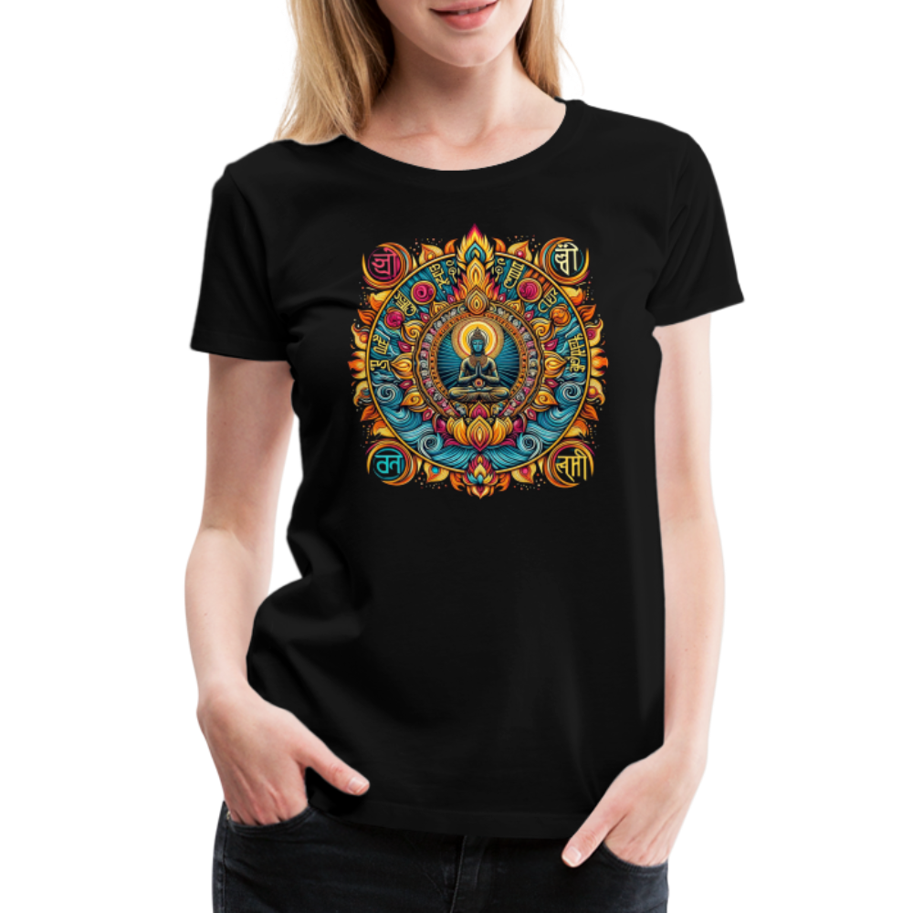 Damen Sommer Top Spirituelles Yoga T-Shirt Rundhals Streetwear lockeres Damentop - Schwarz
