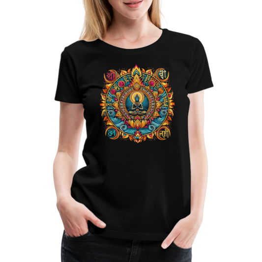 Damen Sommer Top Spirituelles Yoga T-Shirt Rundhals Streetwear lockeres Damentop - Schwarz