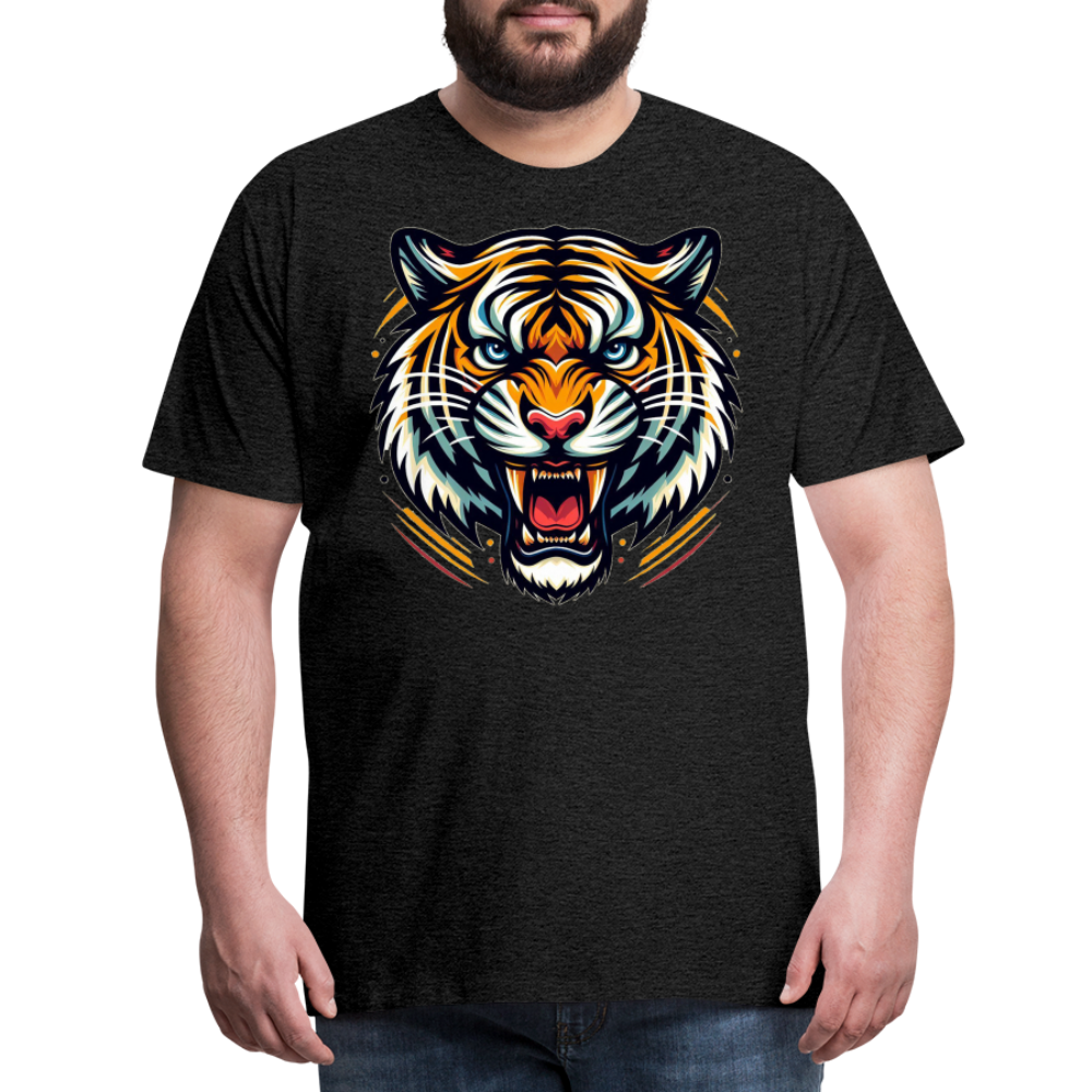 Herren T-Shirt Rundhals Unisex Tiger Sommer Streetwear Tank Top 100% Baumwolle - Anthrazit