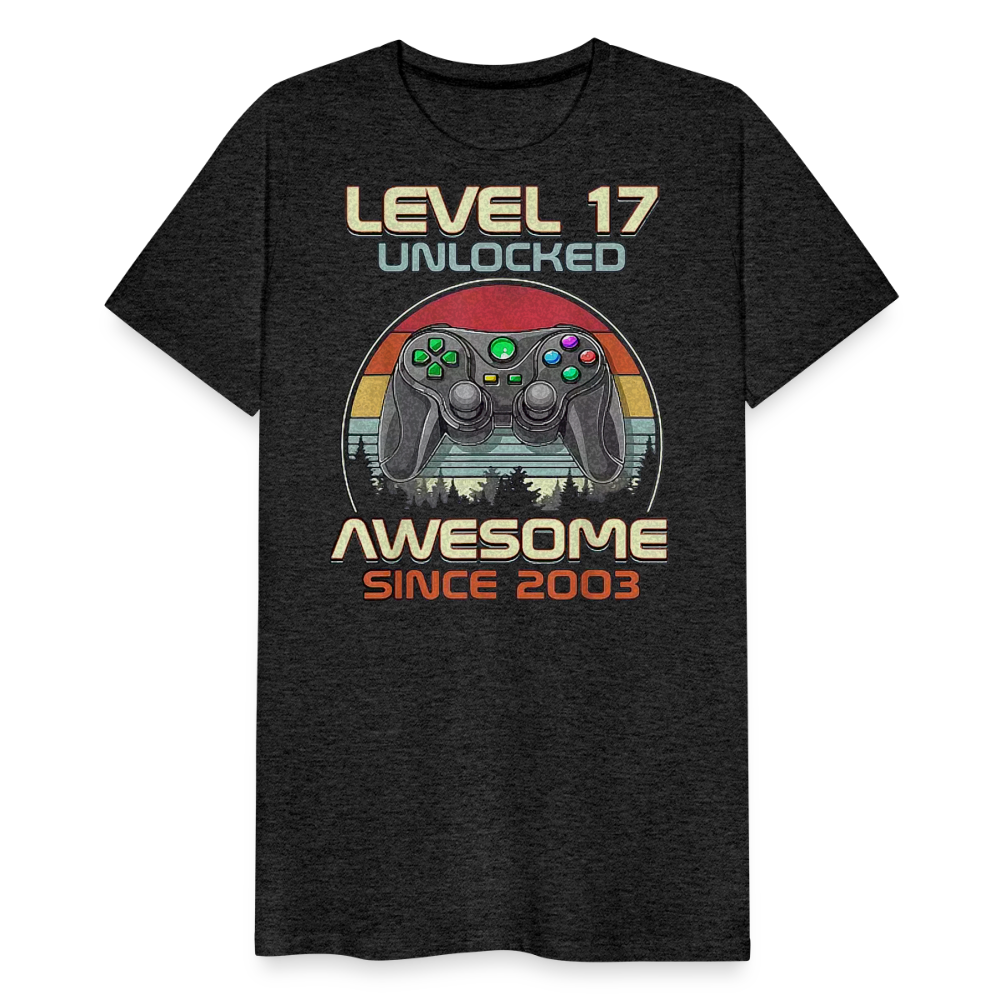 Gamer T-Shirt Top Level 17 Unlocked Fashion Herren Streetwear 100% Baumwolle - Anthrazit