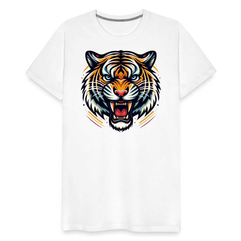 Männer T-Shirt Rundhals Unisex Tiger Sommer Streetwear Tank Top 100% Baumwolle - Weiß