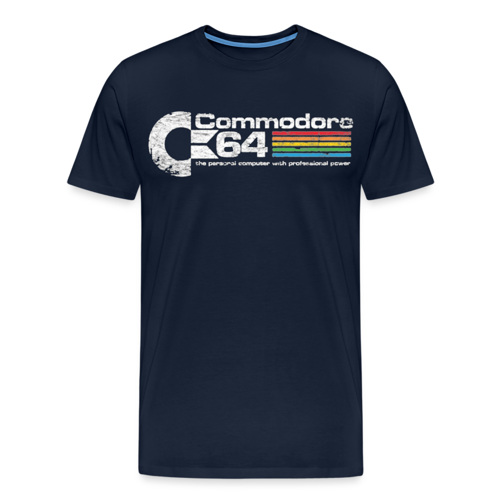 Fashion Herren Gaming Top Commodore T-Shirt Retro Streetwear 100 % Baumwolle - Navy
