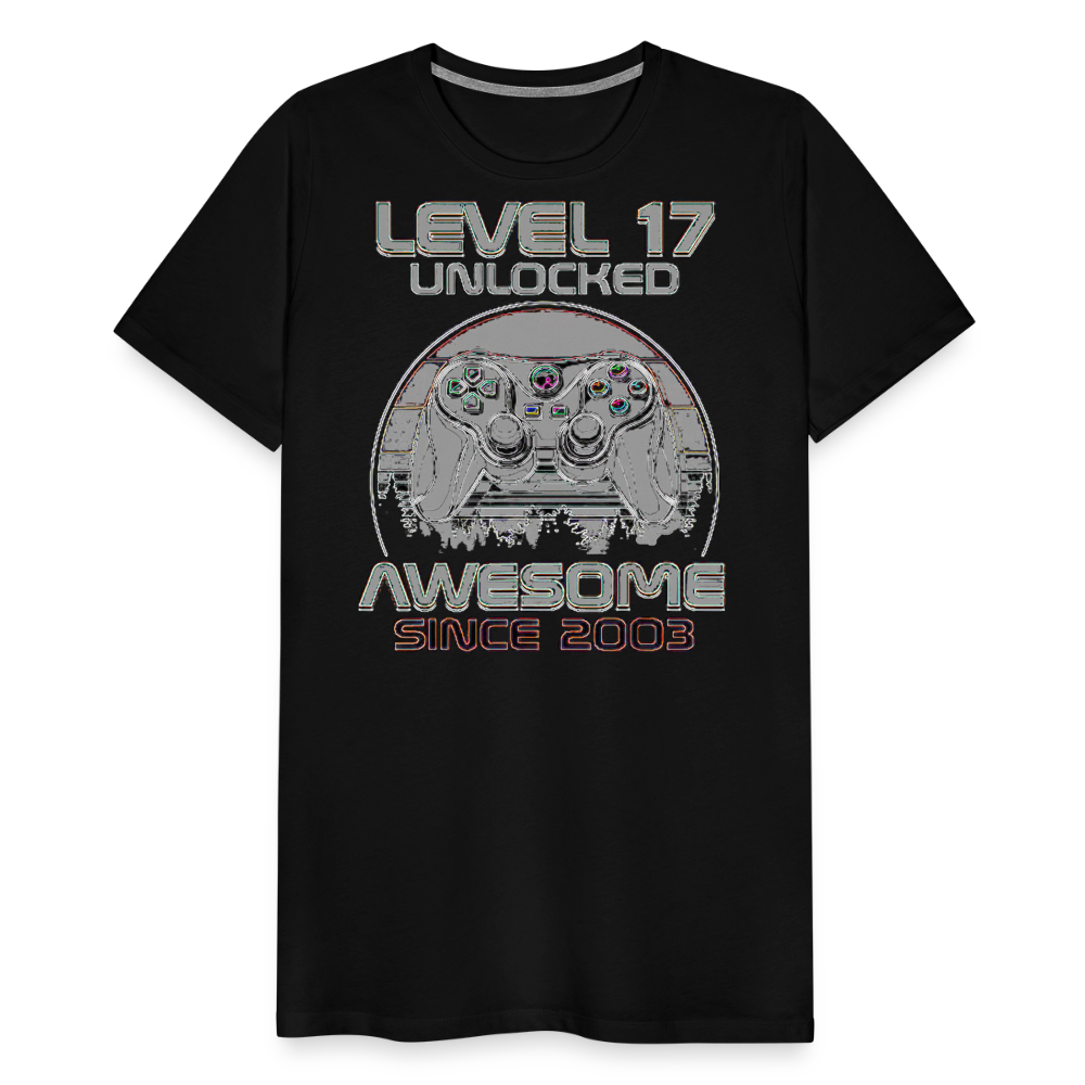 Gamer T-Shirt Top Level 17 Unlocked Fashion Herren Streetwear 100% Baumwolle - Schwarz