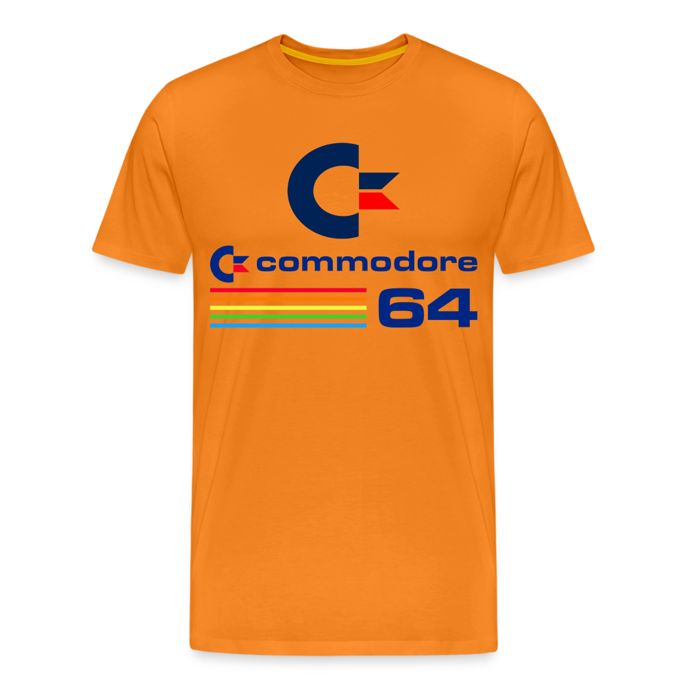 Fashion Herren Gaming Top Commodore T-Shirt Retro Streetwear 100 % Baumwolle - Orange