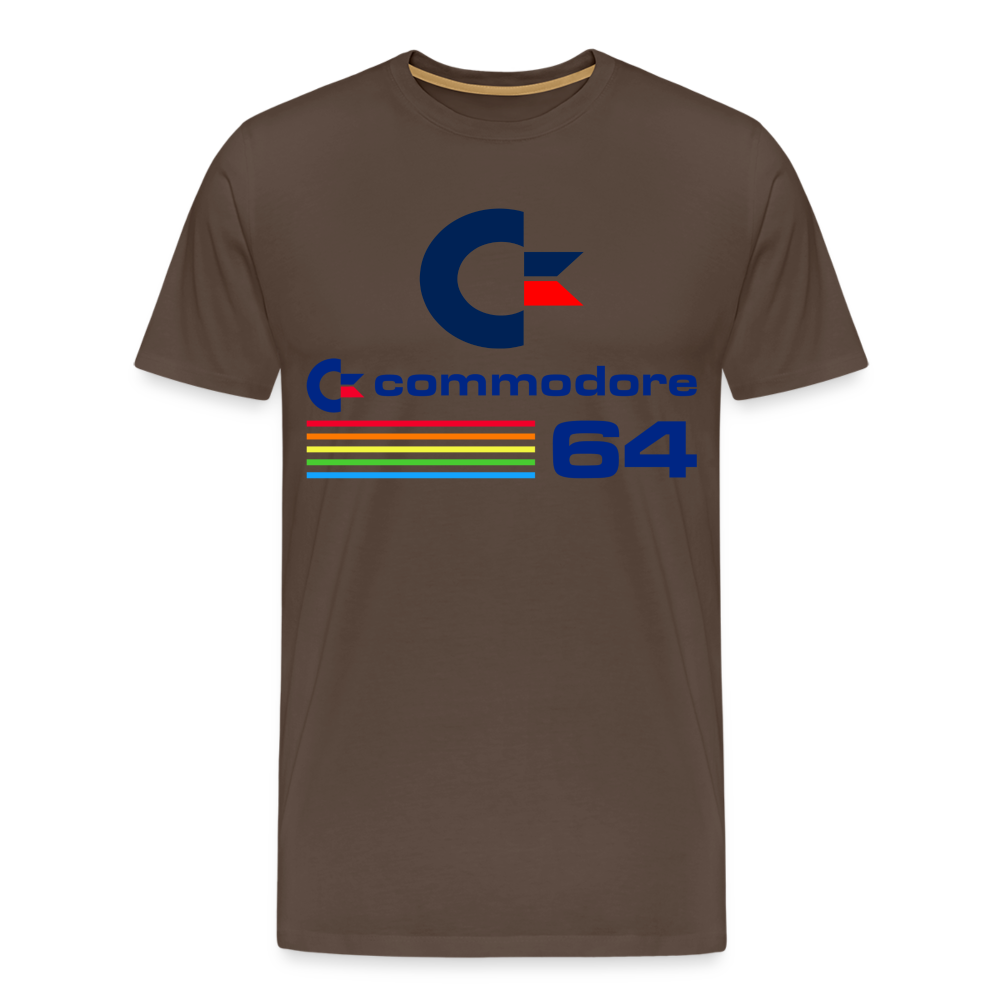 Fashion Herren Gaming Top Commodore T-Shirt Retro Streetwear 100 % Baumwolle - Edelbraun