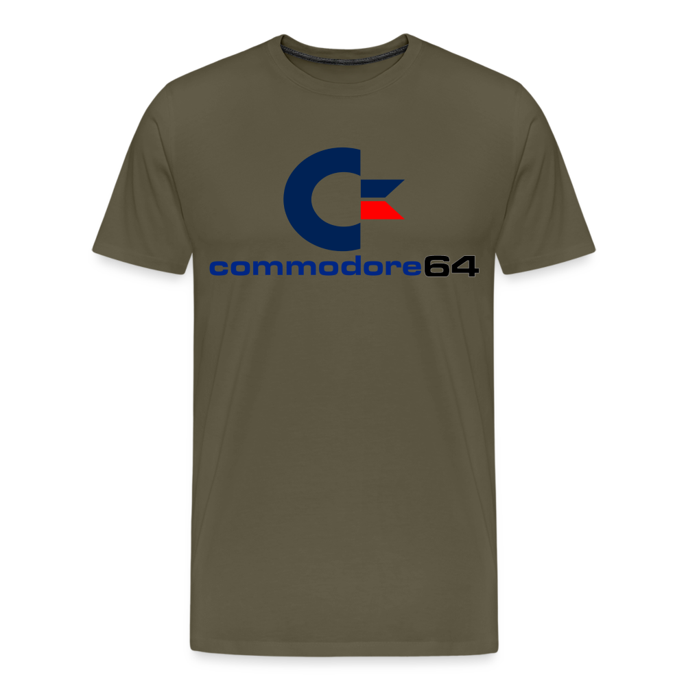 Fashion Herren Gaming Top Commodore T-Shirt Retro Streetwear 100 % Baumwolle - Khaki