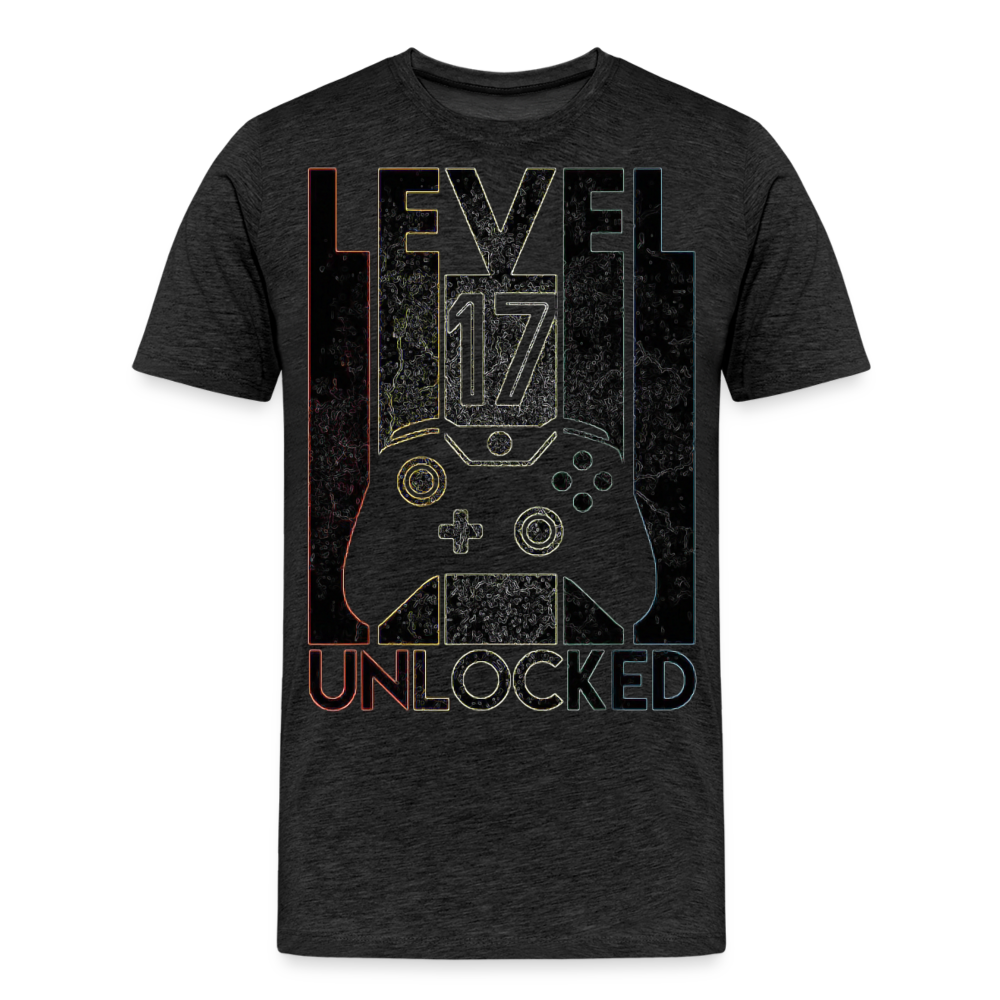 Gamer T-Shirt Top Level 17 Unlocked Fashion Herren Streetwear 100% Baumwolle - Anthrazit