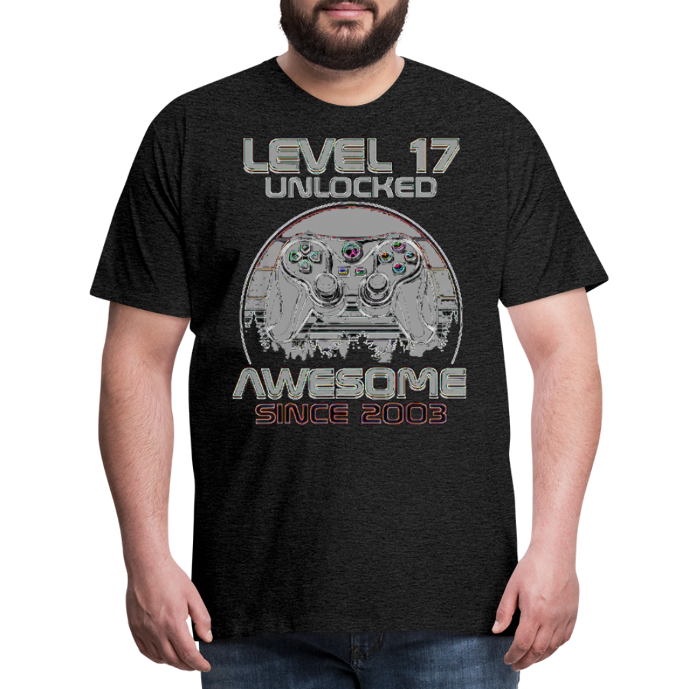 Gamer T-Shirt Top Level 17 Unlocked Fashion Herren Streetwear 100% Baumwolle - Anthrazit