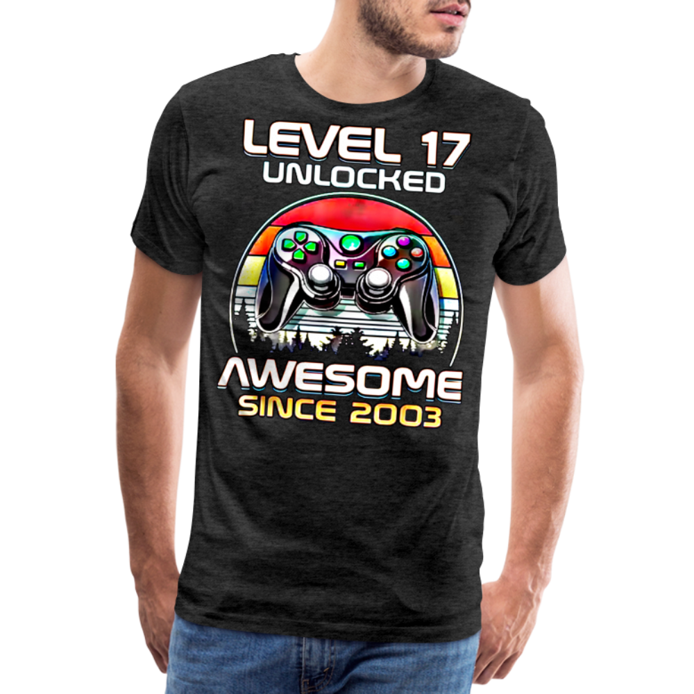 Gamer T-Shirt Top Level 17 Unlocked Fashion Herren Streetwear 100% Baumwolle - Anthrazit