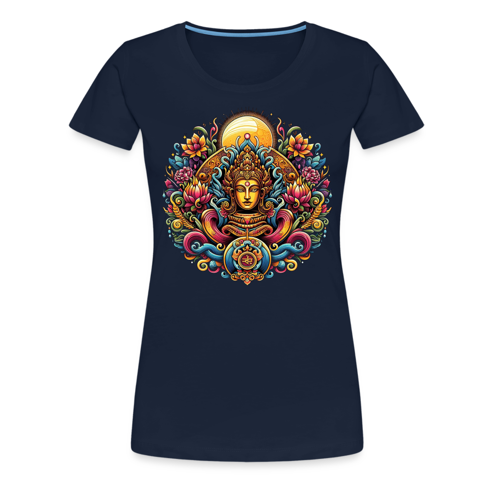 Damen Sommer Top Spirituelles Yoga T-Shirt Rundhals Streetwear lockeres Damentop - Navy