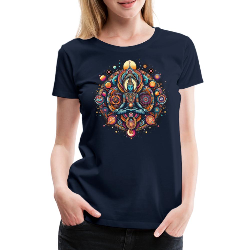 Damen Sommer Top Spirituelles Yoga T-Shirt Rundhals Streetwear lockeres Damentop - Navy