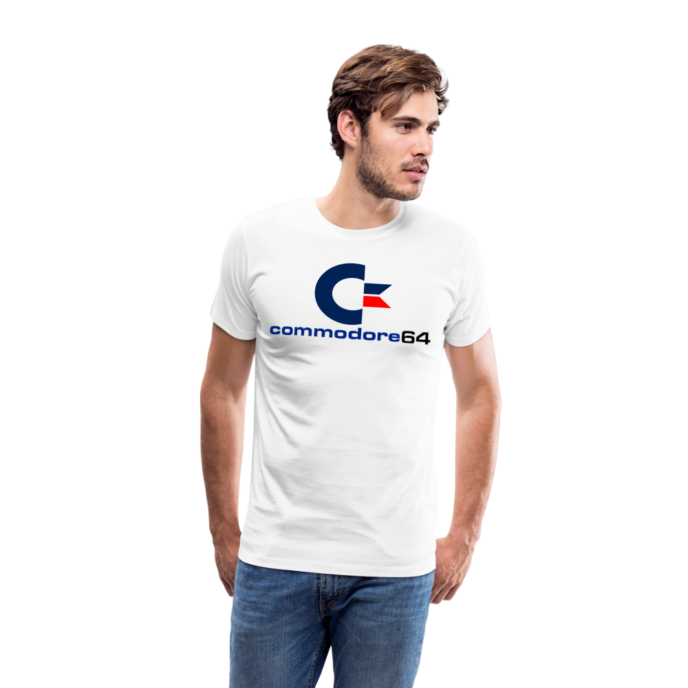 Fashion Herren Gaming Top Commodore T-Shirt Retro Streetwear 100 % Baumwolle - Weiß