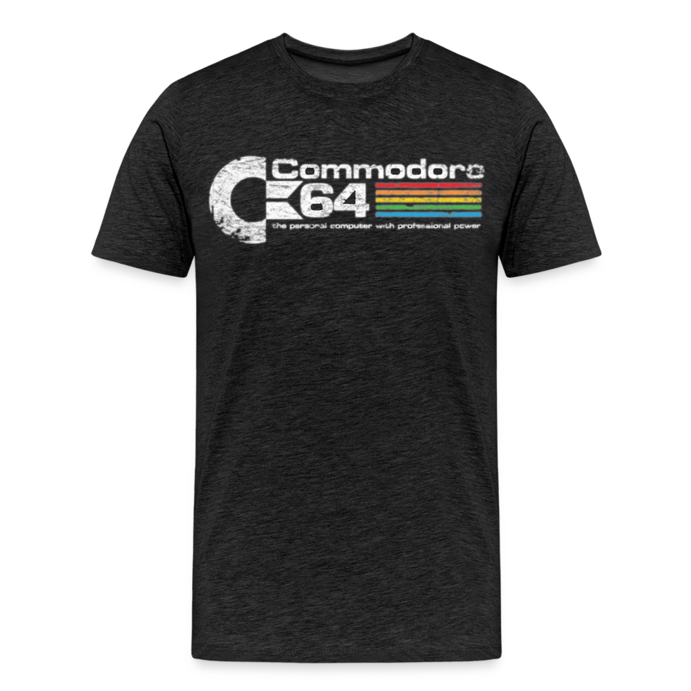 Fashion Herren Gaming Top Commodore T-Shirt Retro Streetwear 100 % Baumwolle - Anthrazit