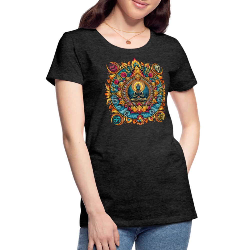 Damen Sommer Top Spirituelles Yoga T-Shirt Rundhals Streetwear lockeres Damentop - Anthrazit