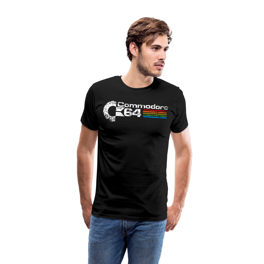 Fashion Herren Gaming Top Commodore T-Shirt Retro Streetwear 100 % Baumwolle - Schwarz