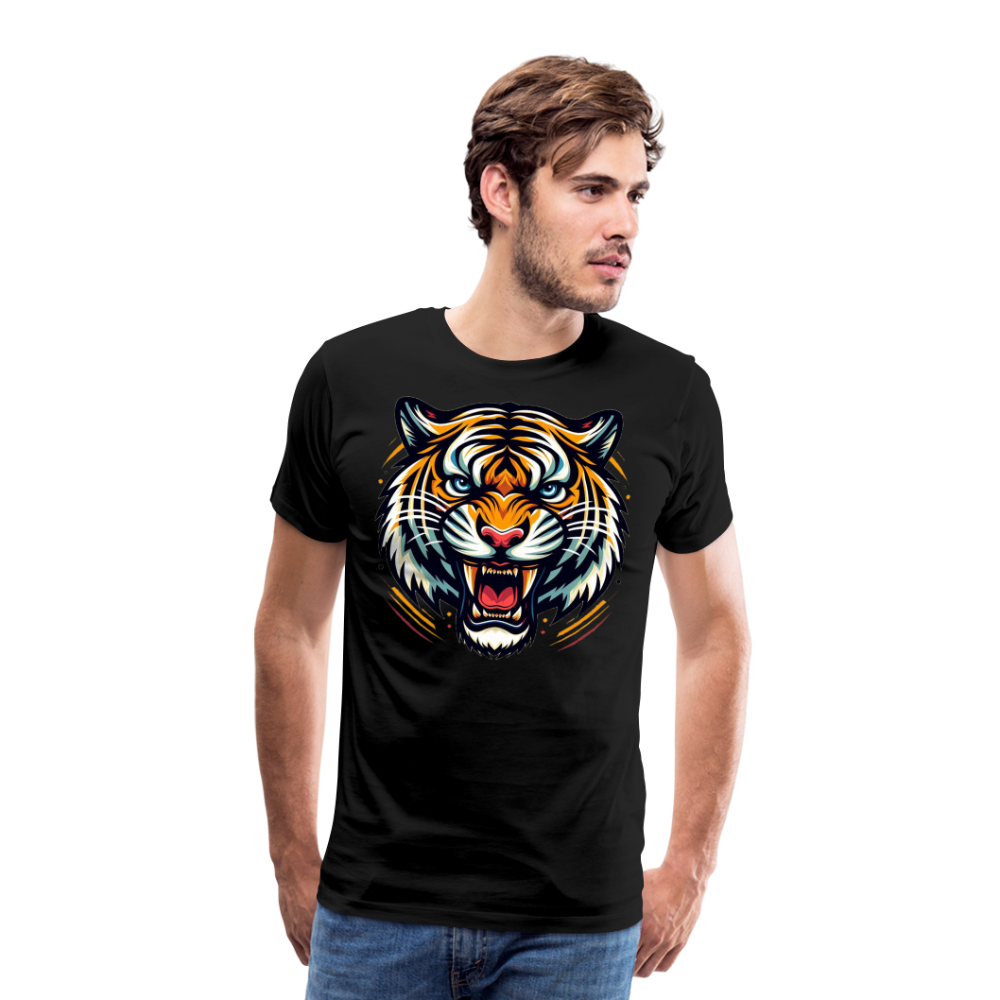 Männer T-Shirt Rundhals Unisex Tiger Sommer Streetwear Tank Top 100% Baumwolle - Schwarz