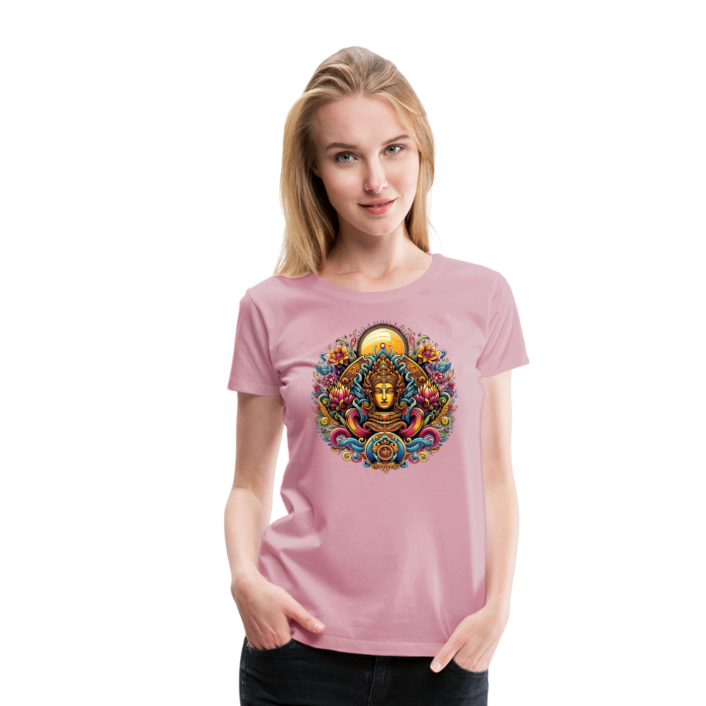 Damen Sommer Top Spirituelles Yoga T-Shirt Rundhals Streetwear lockeres Damentop - Hellrosa