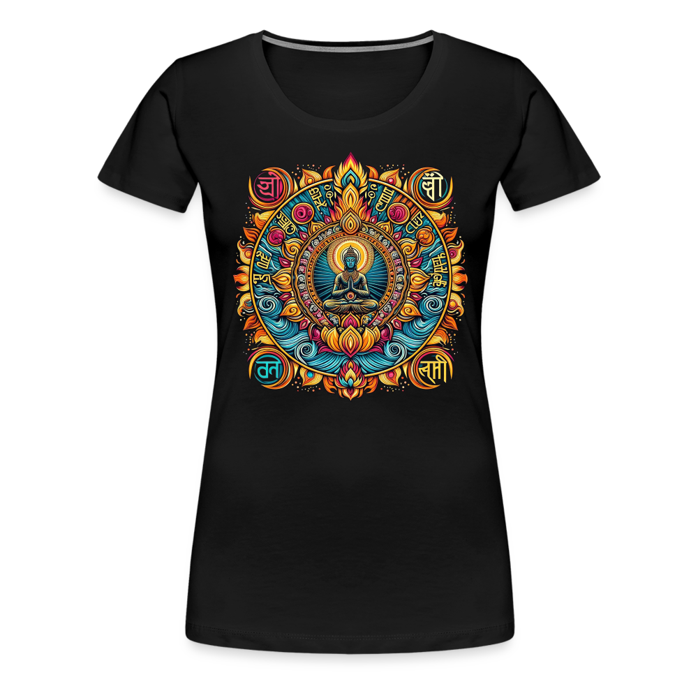 Damen Sommer Top Spirituelles Yoga T-Shirt Rundhals Streetwear lockeres Damentop - Schwarz