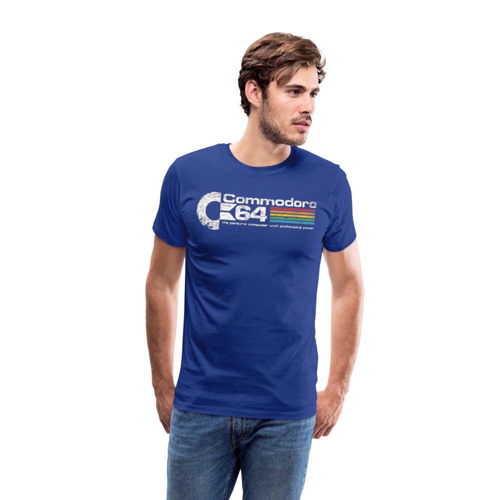Fashion Herren Gaming Top Commodore T-Shirt Retro Streetwear 100 % Baumwolle - Königsblau
