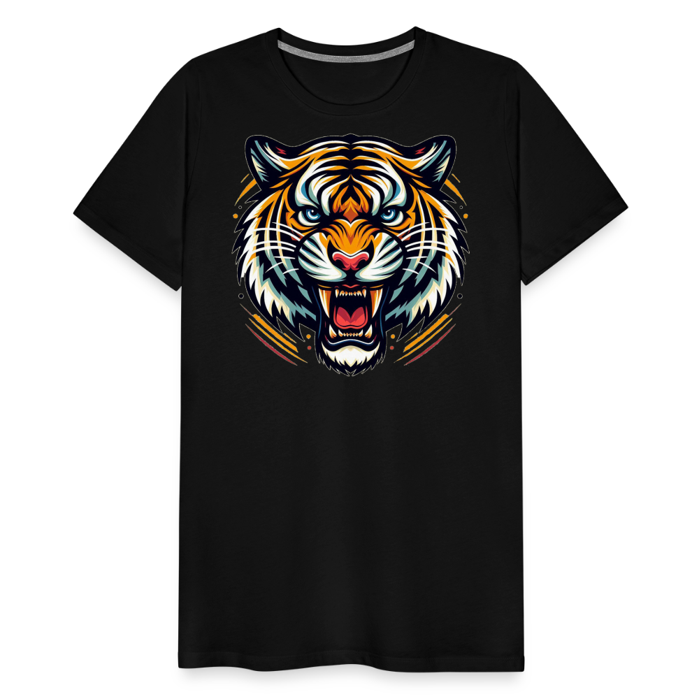 Herren T-Shirt Rundhals Unisex Tiger Sommer Streetwear Tank Top 100% Baumwolle - Schwarz