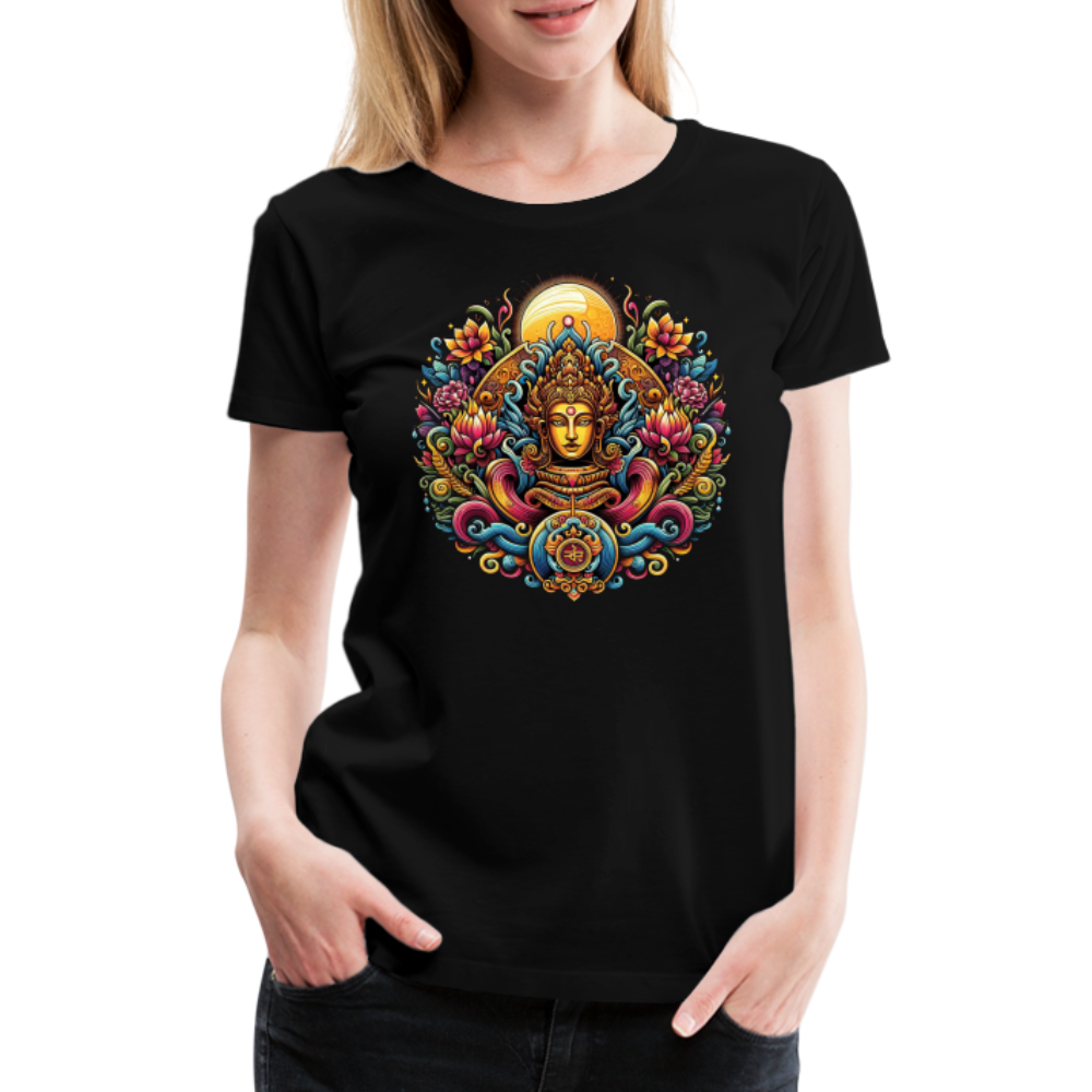 Damen Sommer Top Spirituelles Yoga T-Shirt Rundhals Streetwear lockeres Damentop - Schwarz