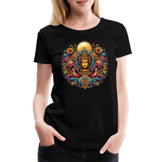 Damen Sommer Top Spirituelles Yoga T-Shirt Rundhals Streetwear lockeres Damentop - Schwarz