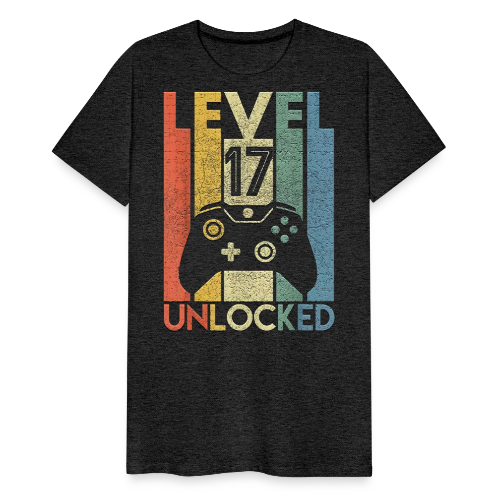 Gamer T-Shirt Top Level 17 Unlocked Fashion Herren Streetwear 100% Baumwolle - Anthrazit