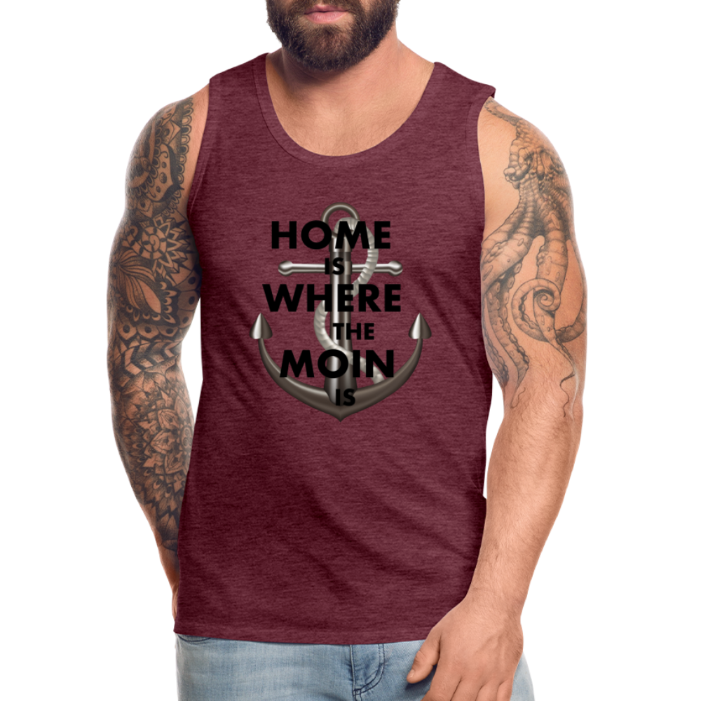 Männer Premium Tanktop T-Shirt Muskelshirt Achselshirt Home is Where the Moin is - Bordeauxrot meliert