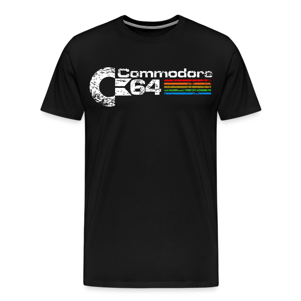 Fashion Herren Gaming Top Commodore T-Shirt Retro Streetwear 100 % Baumwolle - Schwarz