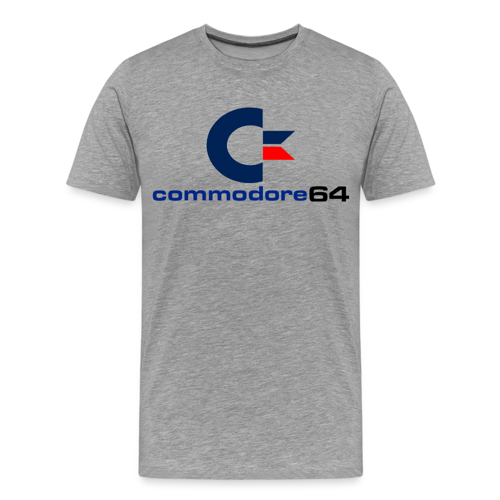 Fashion Herren Gaming Top Commodore T-Shirt Retro Streetwear 100 % Baumwolle - Grau meliert