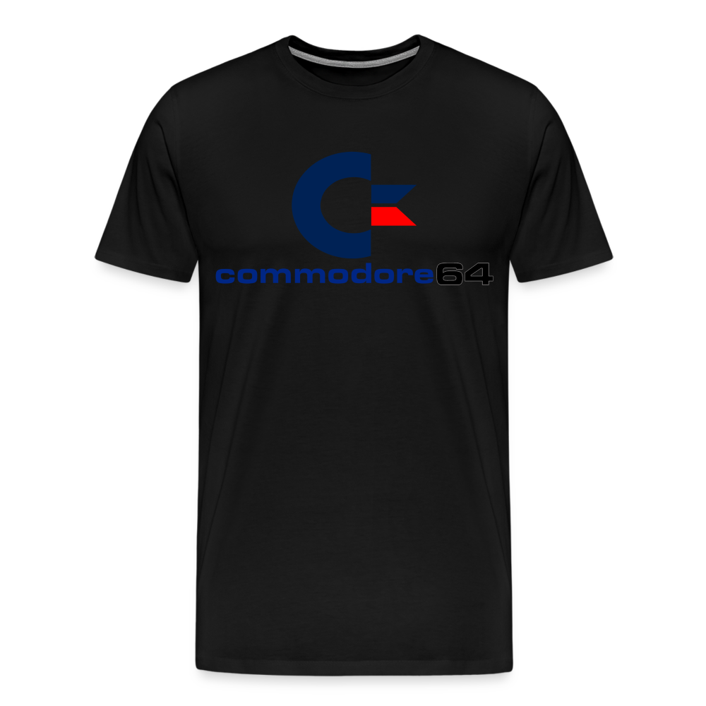 Fashion Herren Gaming Top Commodore T-Shirt Retro Streetwear 100 % Baumwolle - Schwarz