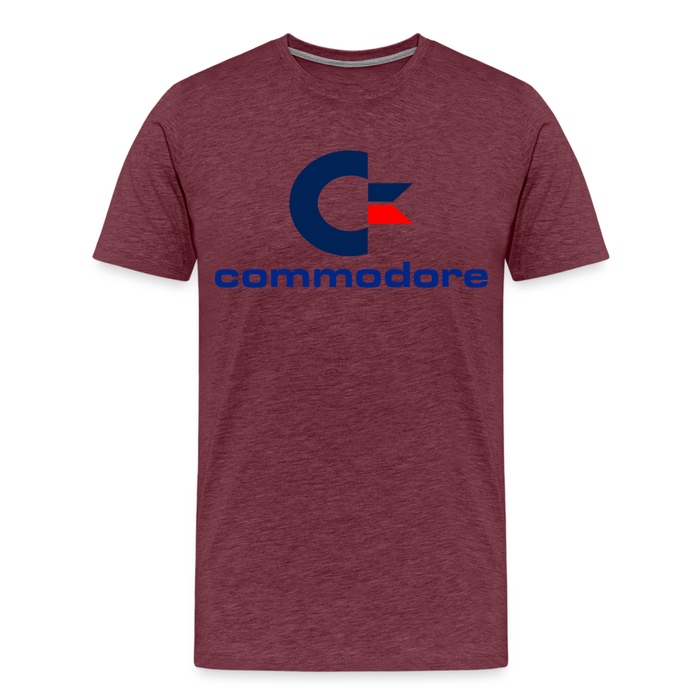 Fashion Herren Gaming Top Commodore T-Shirt Retro Streetwear 100 % Baumwolle - Bordeauxrot meliert