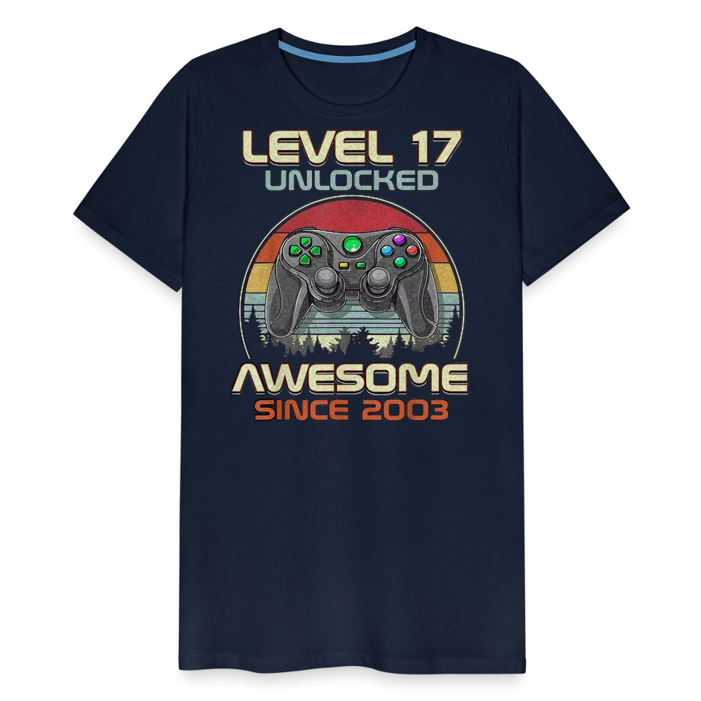 Gamer T-Shirt Top Level 17 Unlocked Fashion Herren Streetwear 100% Baumwolle - Navy