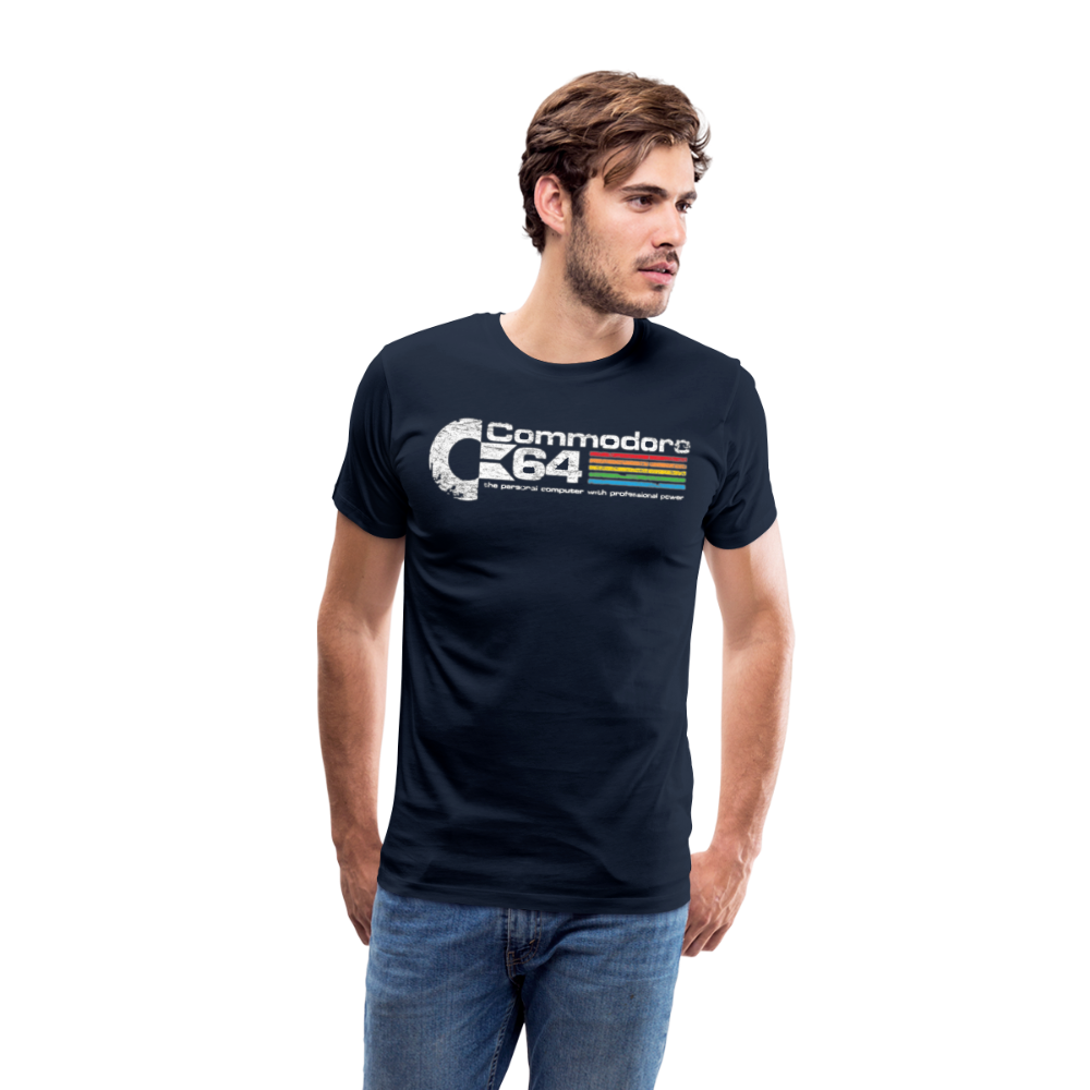 Fashion Herren Gaming Top Commodore T-Shirt Retro Streetwear 100 % Baumwolle - Navy