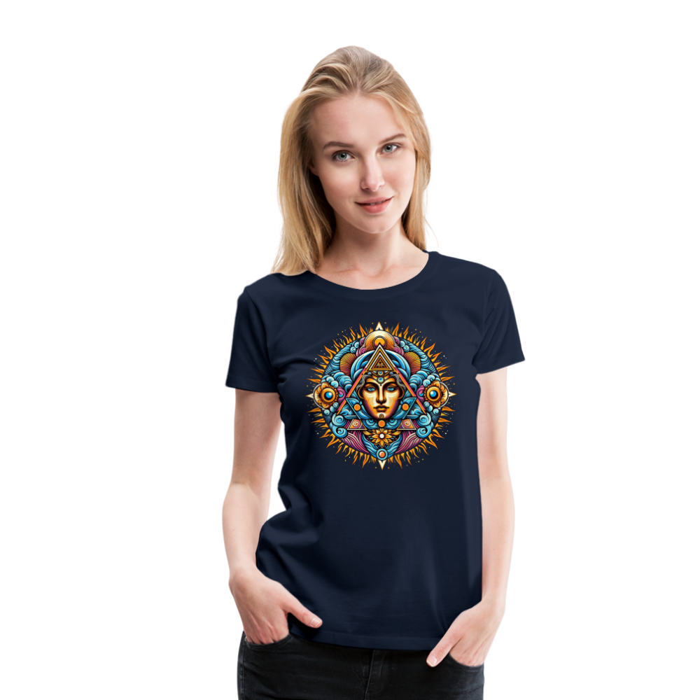 Damen Sommer Top Spirituelles Yoga T-Shirt Rundhals Streetwear lockeres Damentop - Navy