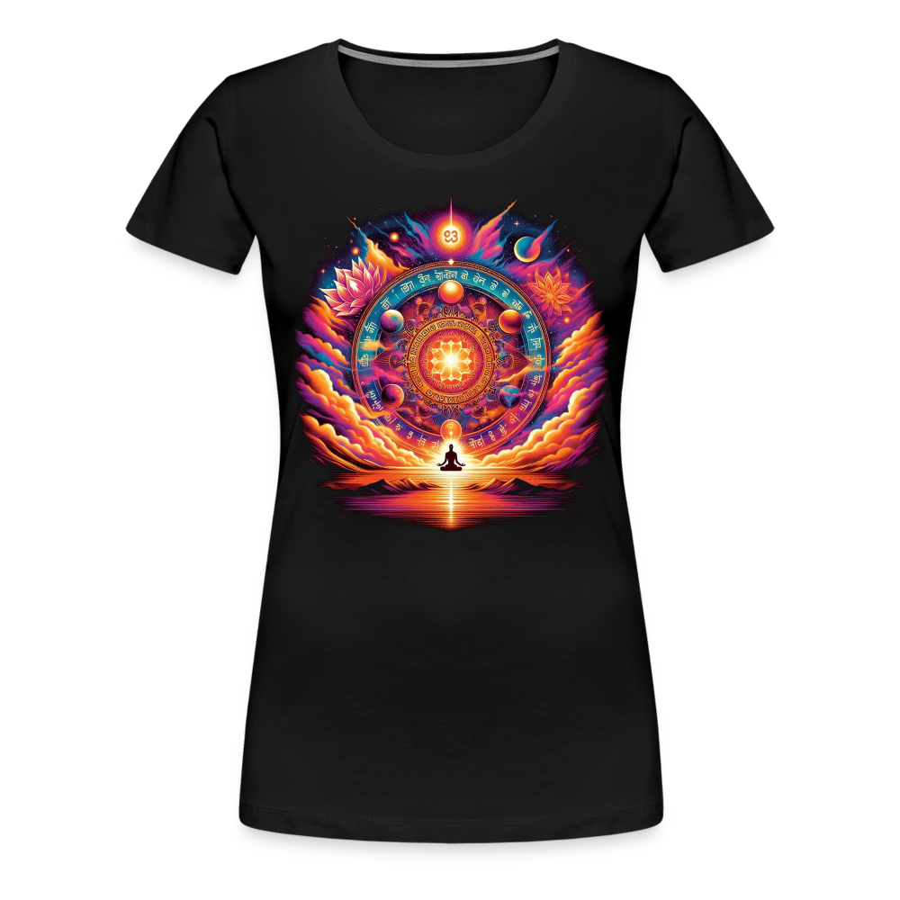 Damen Sommer Top Spirituelles Yoga T-Shirt Rundhals Streetwear lockeres Damentop - Schwarz