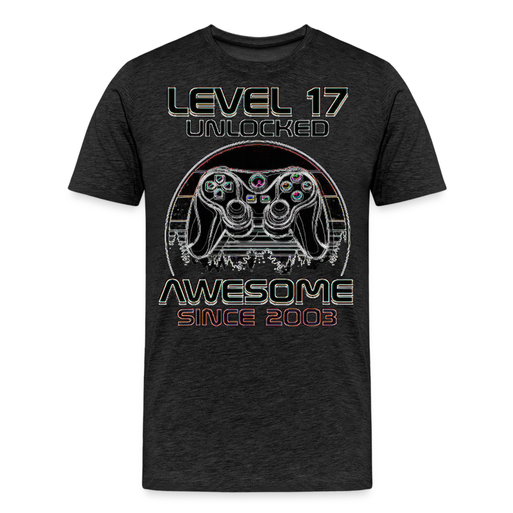 Gamer T-Shirt Top Level 17 Unlocked Fashion Herren Streetwear 100% Baumwolle - Anthrazit