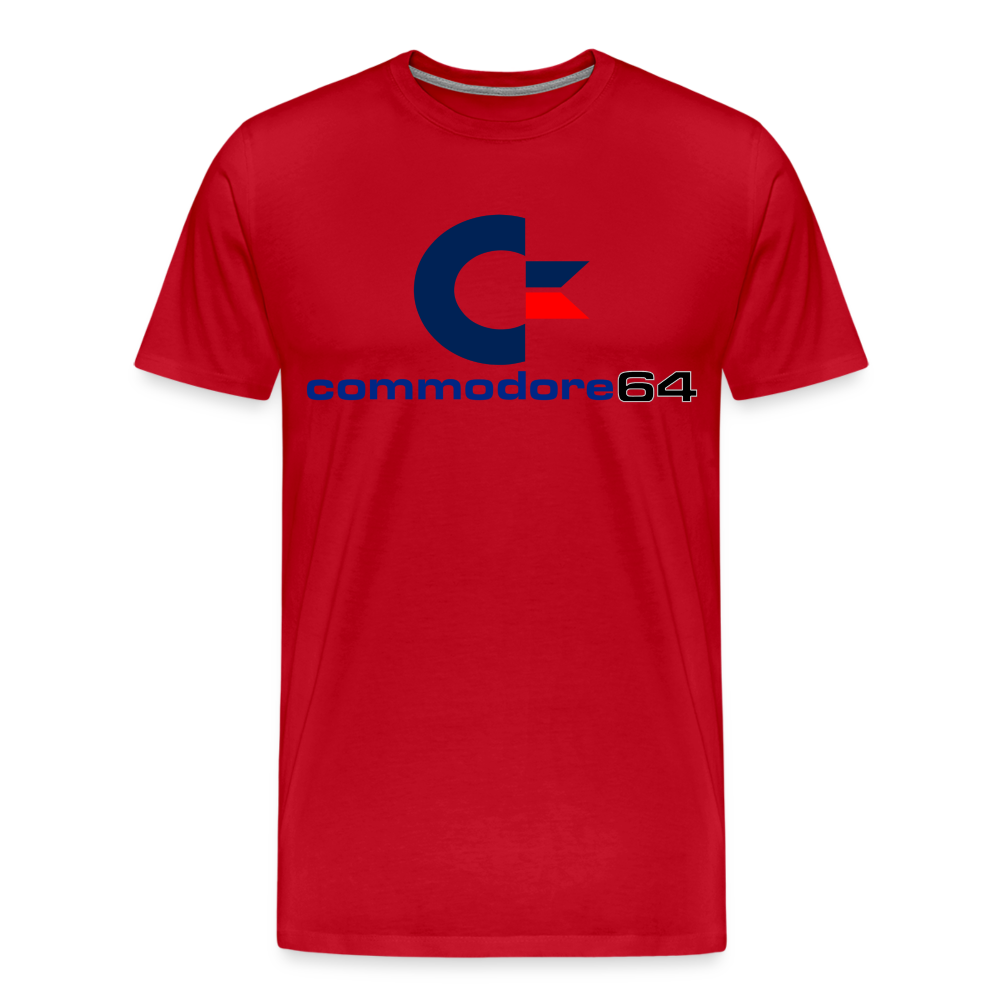 Fashion Herren Gaming Top Commodore T-Shirt Retro Streetwear 100 % Baumwolle - Rot