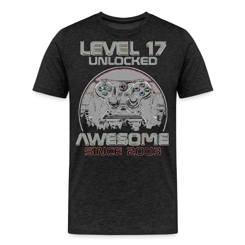 Gamer T-Shirt Top Level 17 Unlocked Fashion Herren Streetwear 100% Baumwolle - Anthrazit