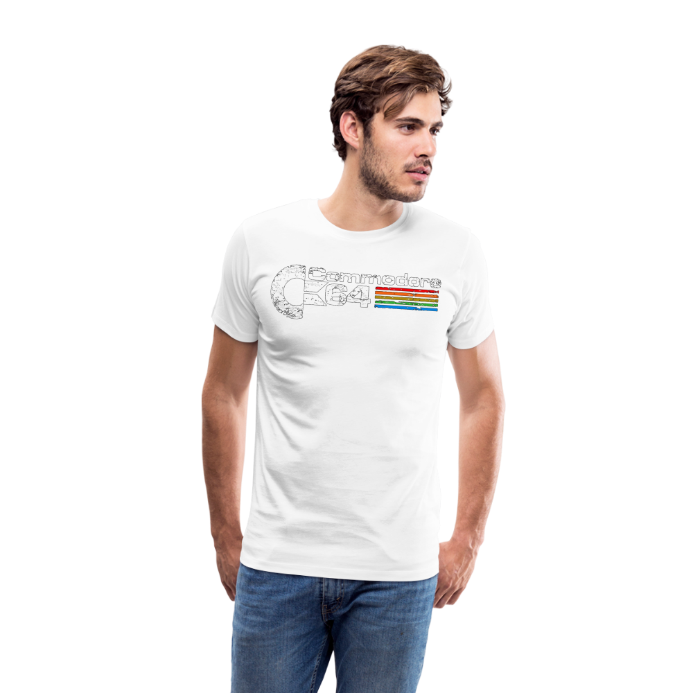 Fashion Herren Gaming Top Commodore T-Shirt Retro Streetwear 100 % Baumwolle - Weiß