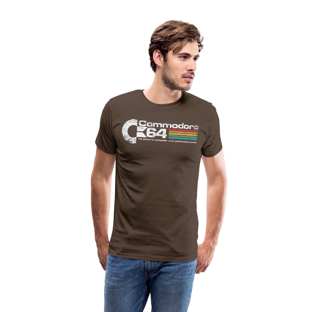 Fashion Herren Gaming Top Commodore T-Shirt Retro Streetwear 100 % Baumwolle - Edelbraun