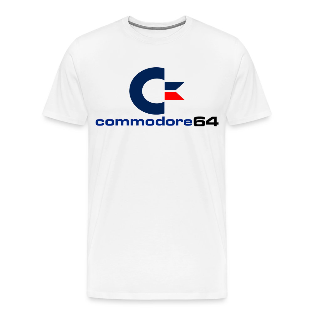 Fashion Herren Gaming Top Commodore T-Shirt Retro Streetwear 100 % Baumwolle - Weiß