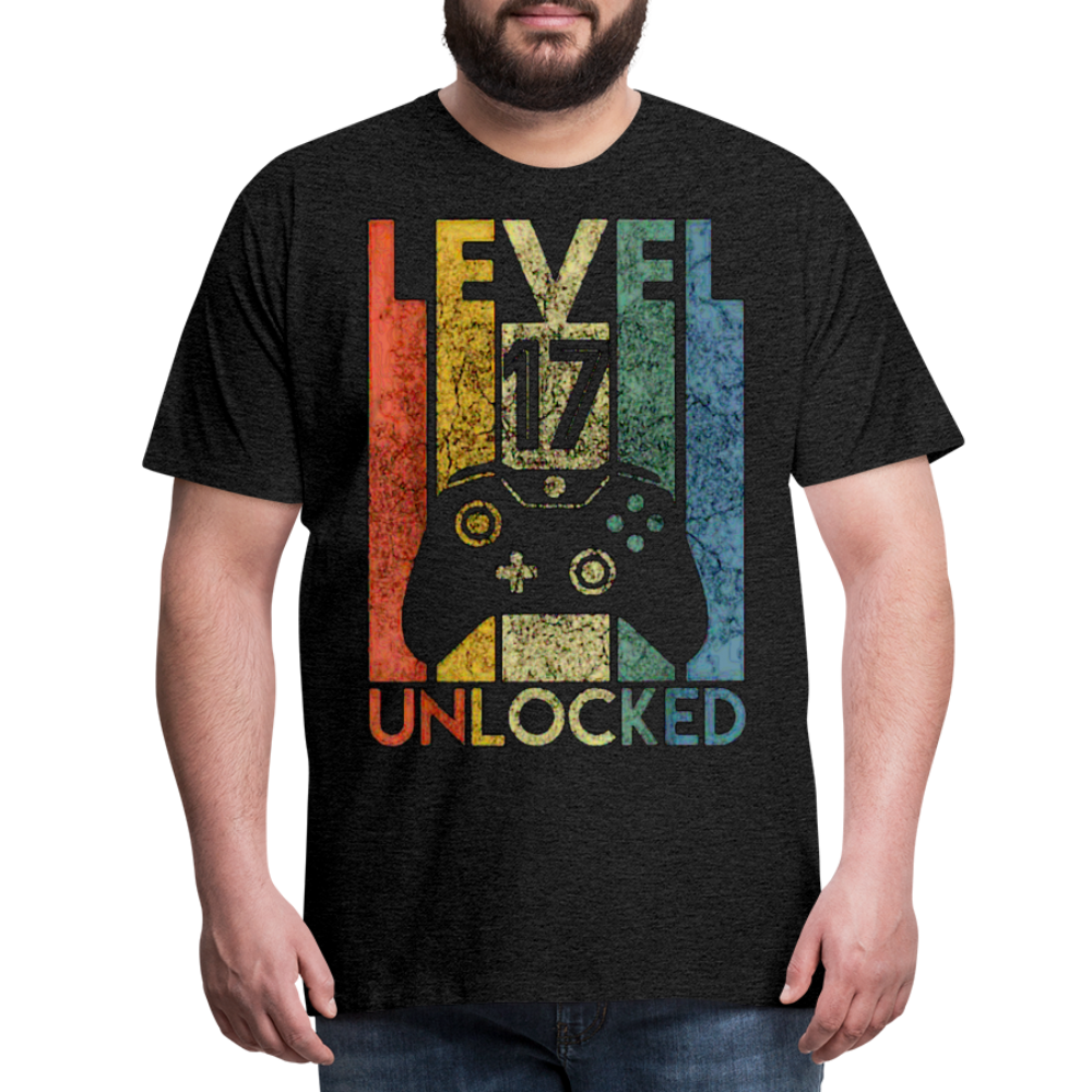 Gamer T-Shirt Top Level 17 Unlocked Fashion Herren Streetwear 100% Baumwolle - Anthrazit