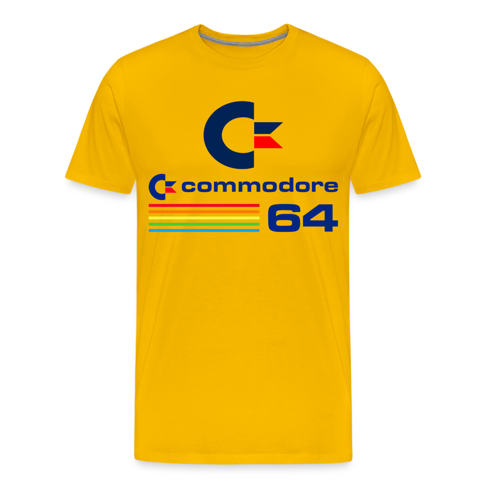 Fashion Herren Gaming Top Commodore T-Shirt Retro Streetwear 100 % Baumwolle - Sonnengelb