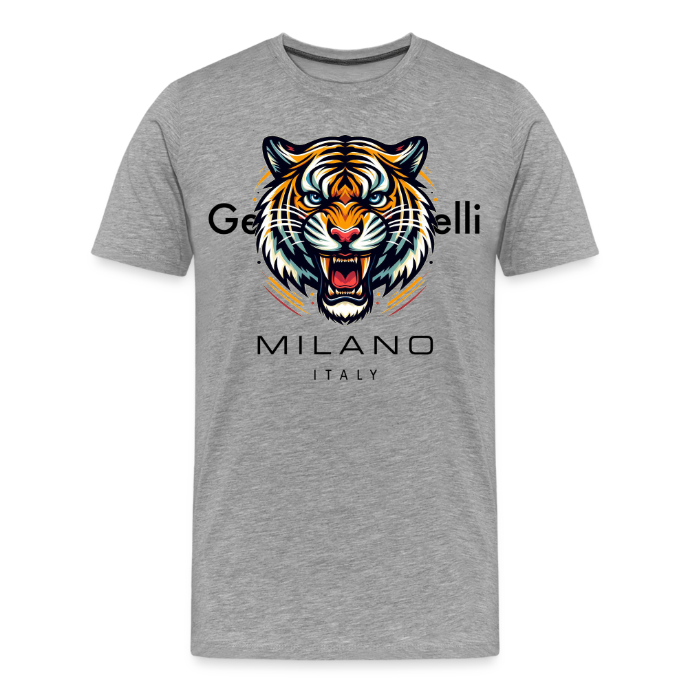 Männer T-Shirt Rundhals Unisex Tiger Sommer Streetwear Tank Top 100% Baumwolle - Grau meliert